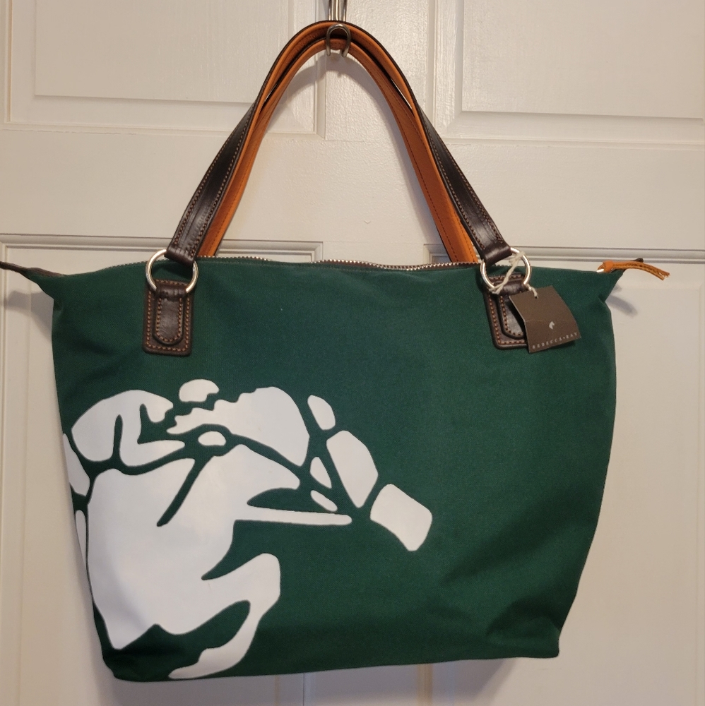 NWTS REBECCA RAY Equestrian Luxury Horse Canvas Handbag signed by Ray Green Tote